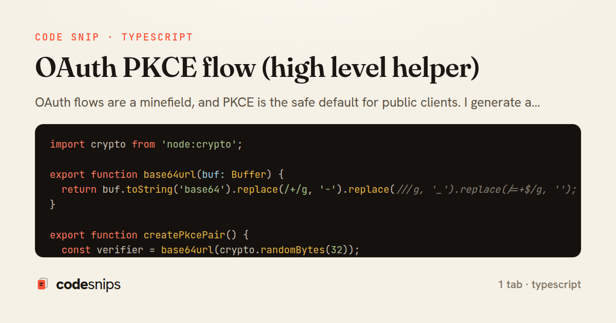 OAuth PKCE flow (high level helper) — share card