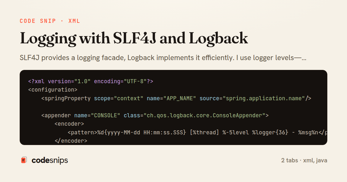 Logging with SLF4J and Logback — share card