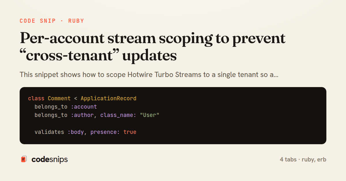 Per-account stream scoping to prevent “cross-tenant” updates — share card