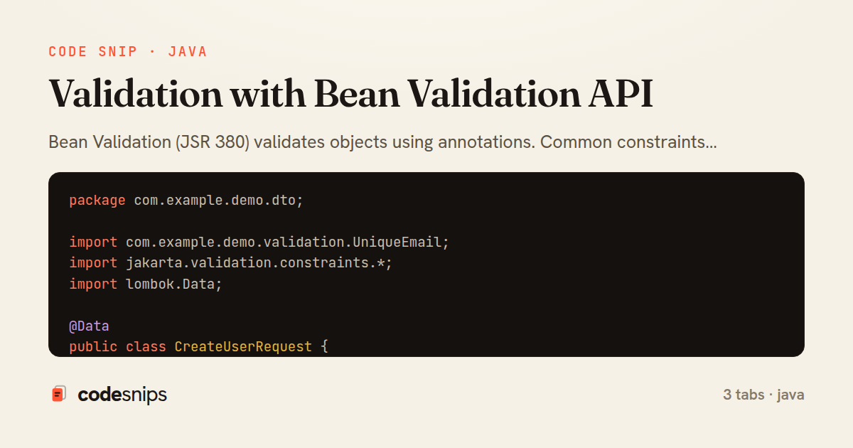 Validation with Bean Validation API — share card