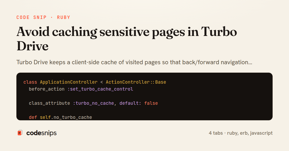 Avoid caching sensitive pages in Turbo Drive — share card