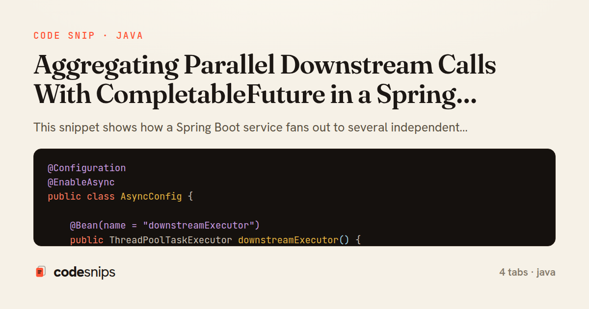 Aggregating Parallel Downstream Calls With CompletableFuture in a Spring @Async Service — share card