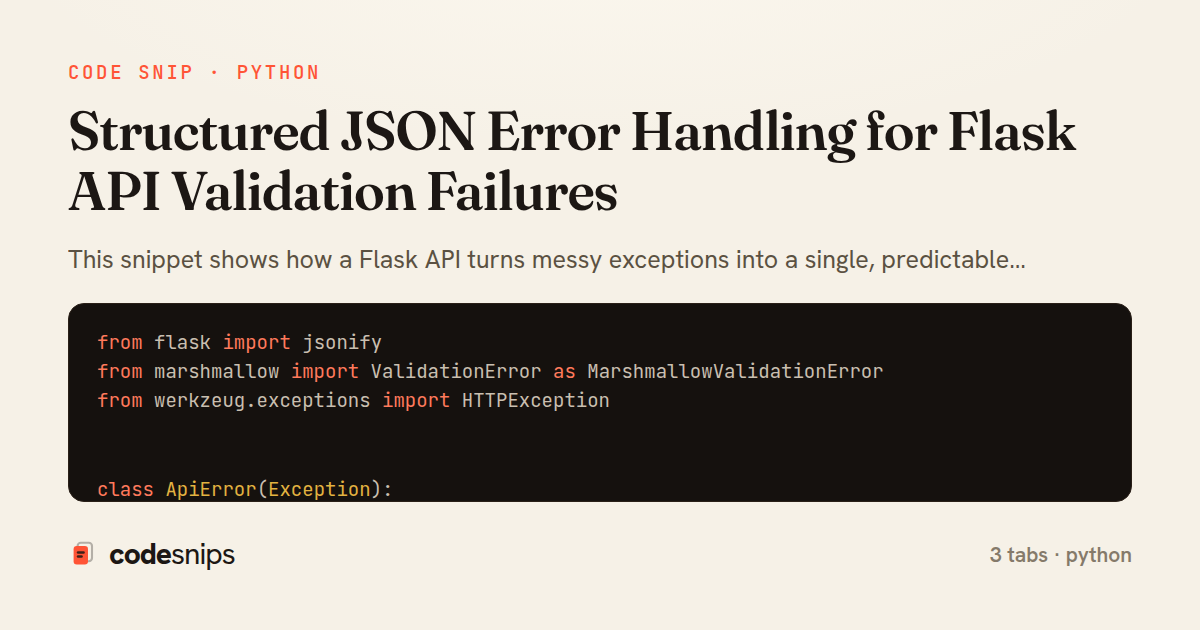 Structured JSON Error Handling for Flask API Validation Failures — share card