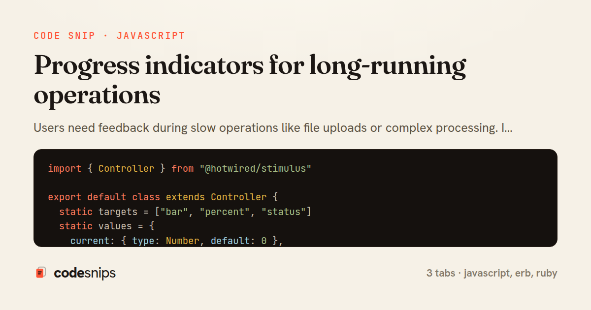 Progress indicators for long-running operations — share card
