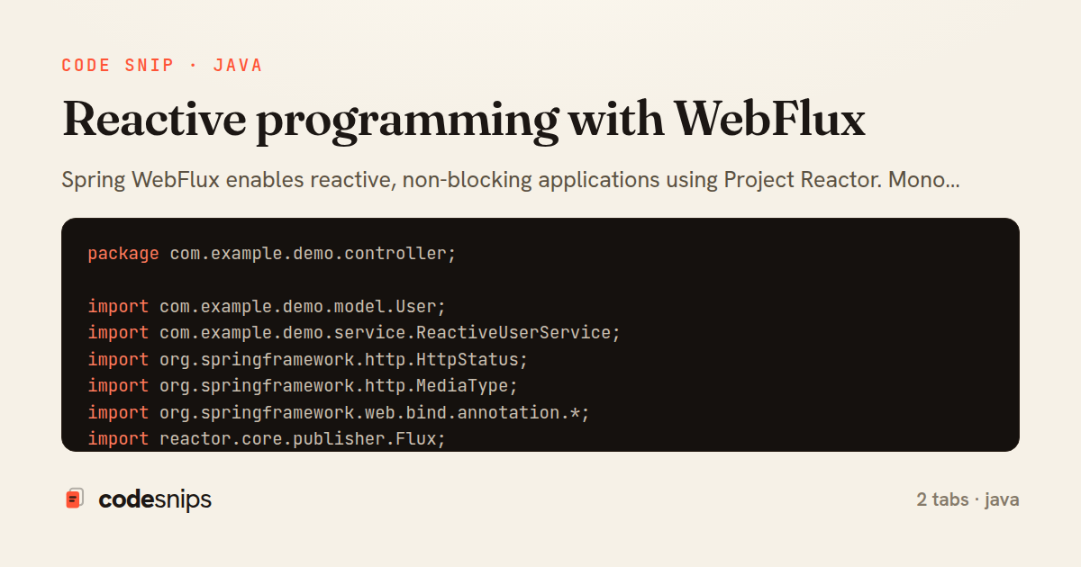 Reactive programming with WebFlux — share card