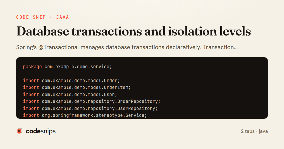 Database transactions and isolation levels — share card