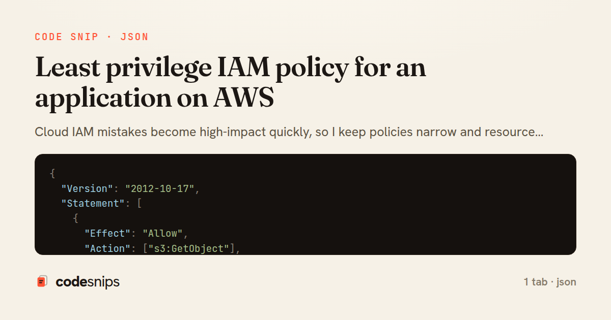 Least privilege IAM policy for an application on AWS — share card
