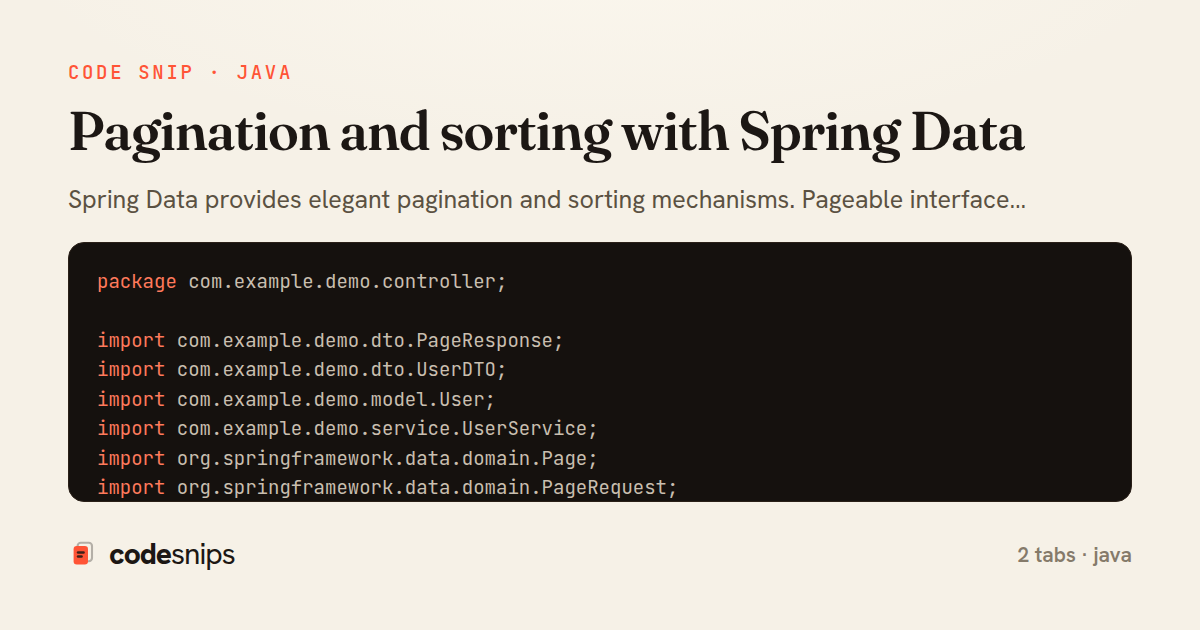 Pagination and sorting with Spring Data — share card
