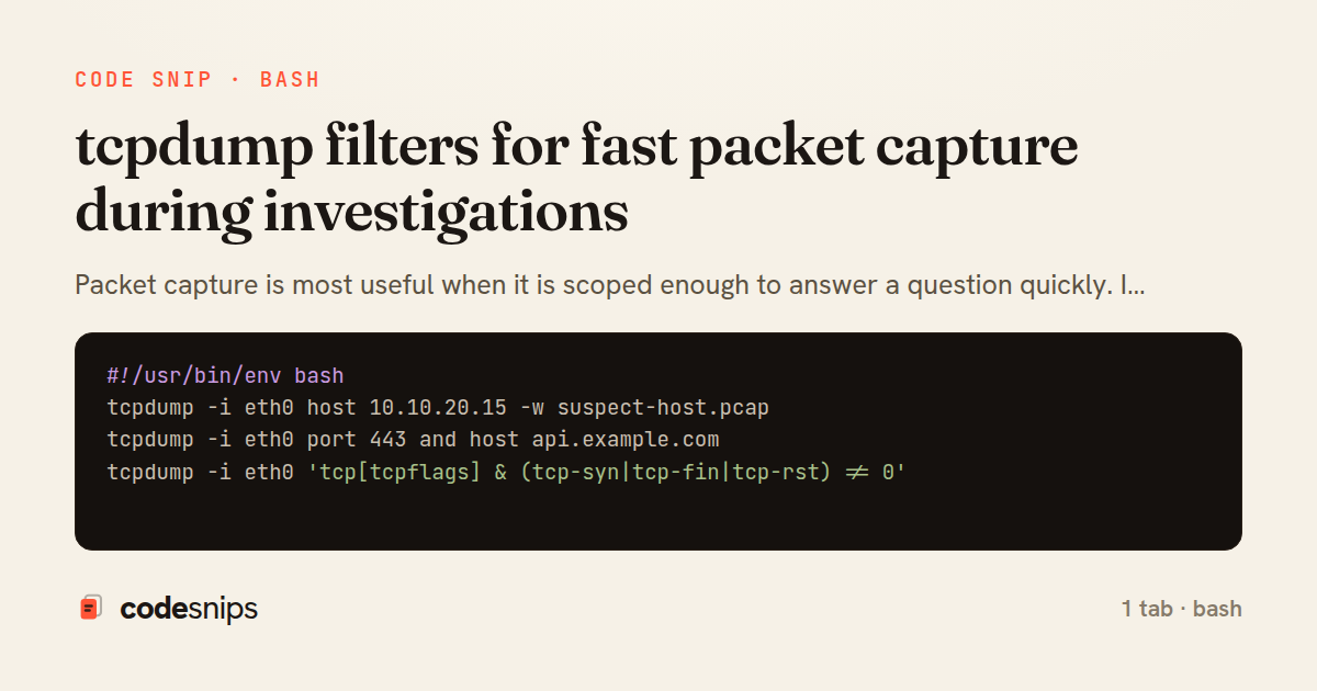 tcpdump filters for fast packet capture during investigations — share card