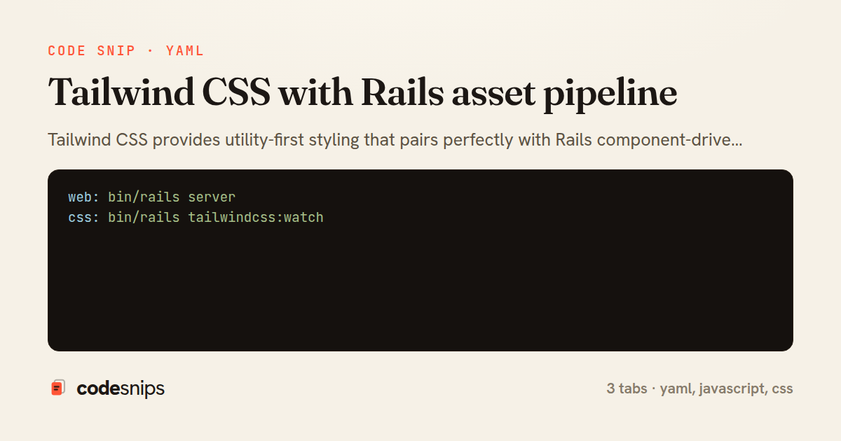 Tailwind CSS with Rails asset pipeline — share card