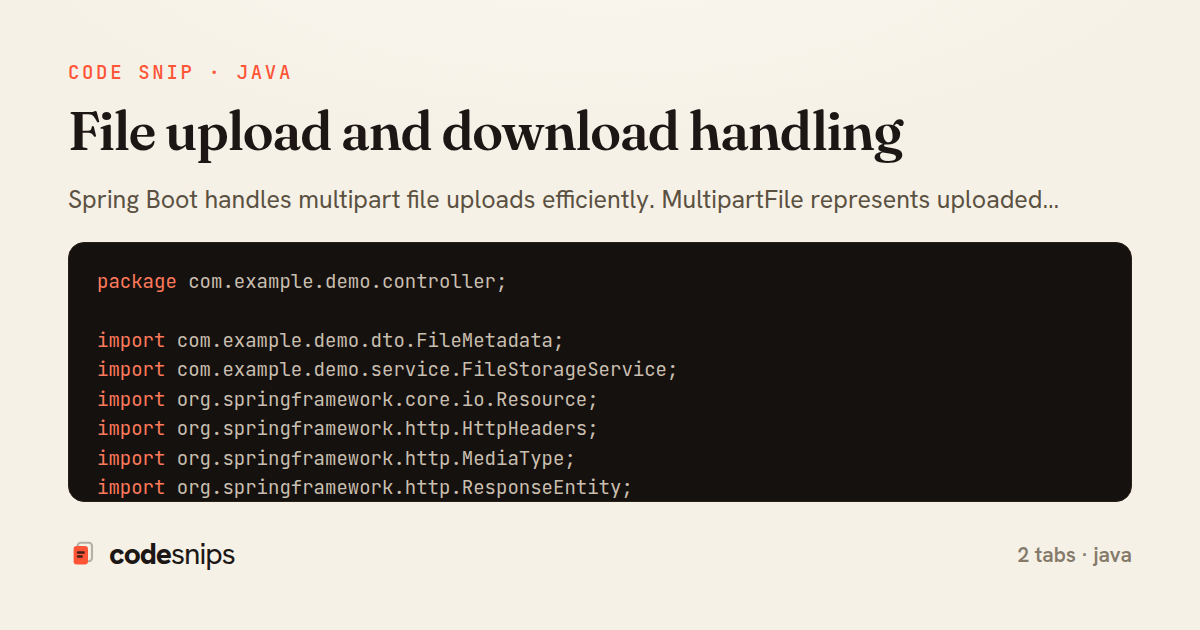 File upload and download handling — share card