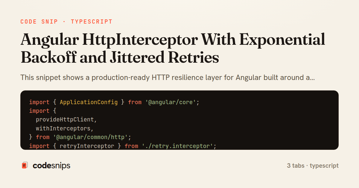 Angular HttpInterceptor With Exponential Backoff and Jittered Retries — share card