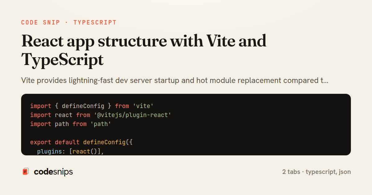 React app structure with Vite and TypeScript — share card