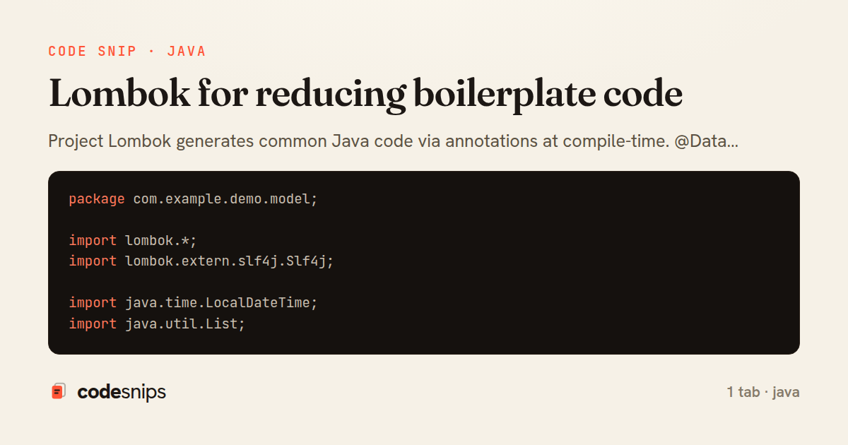 Lombok for reducing boilerplate code — share card