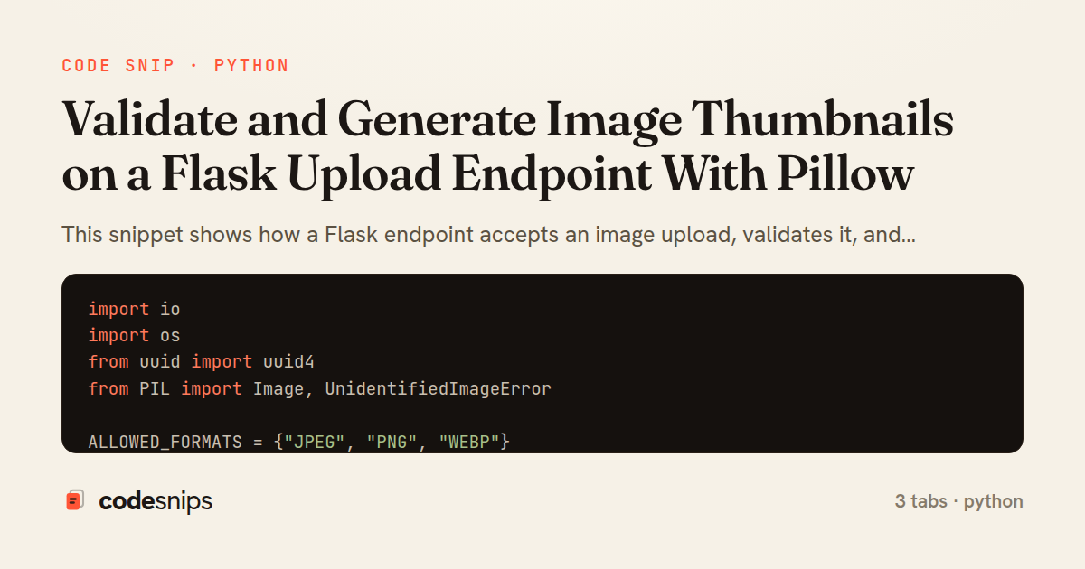 Validate and Generate Image Thumbnails on a Flask Upload Endpoint With Pillow — share card