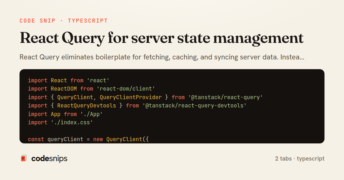 React Query for server state management — share card