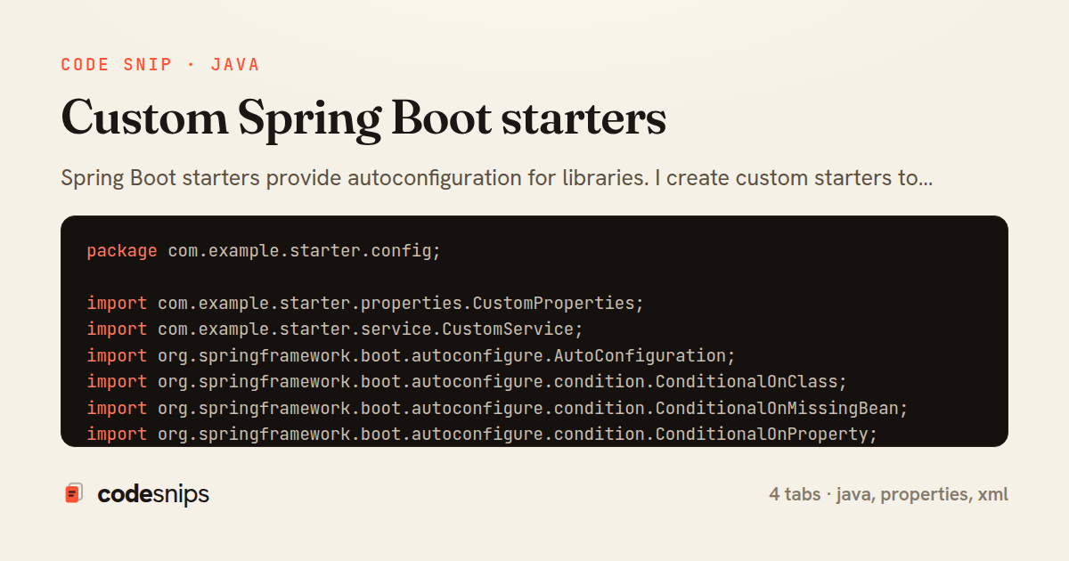 Custom Spring Boot starters — share card