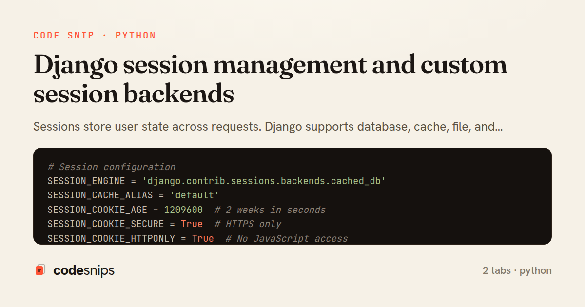 Django session management and custom session backends — share card