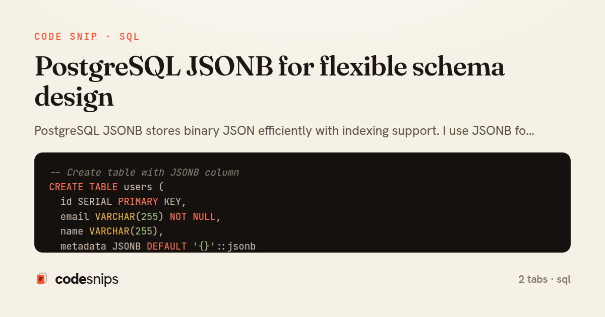 PostgreSQL JSONB for flexible schema design — share card
