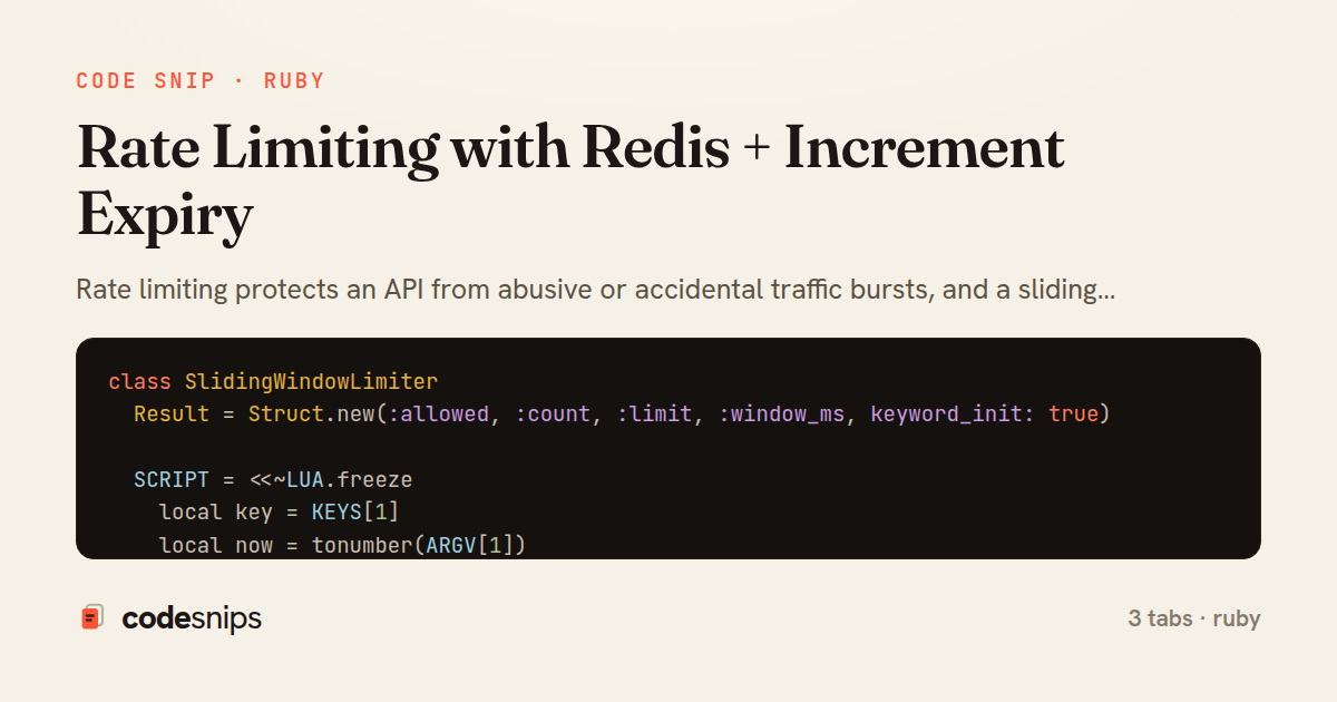 Rate Limiting with Redis + Increment Expiry — share card