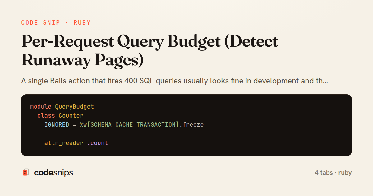 Per-Request Query Budget (Detect Runaway Pages) — share card