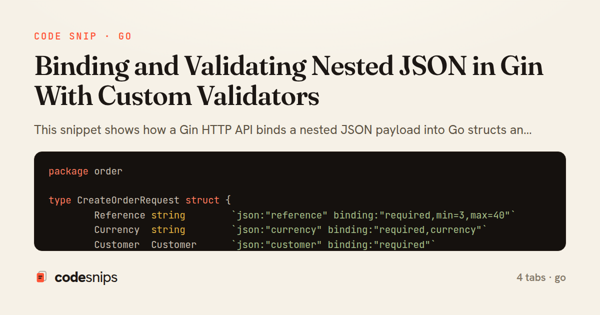 Binding and Validating Nested JSON in Gin With Custom Validators — share card
