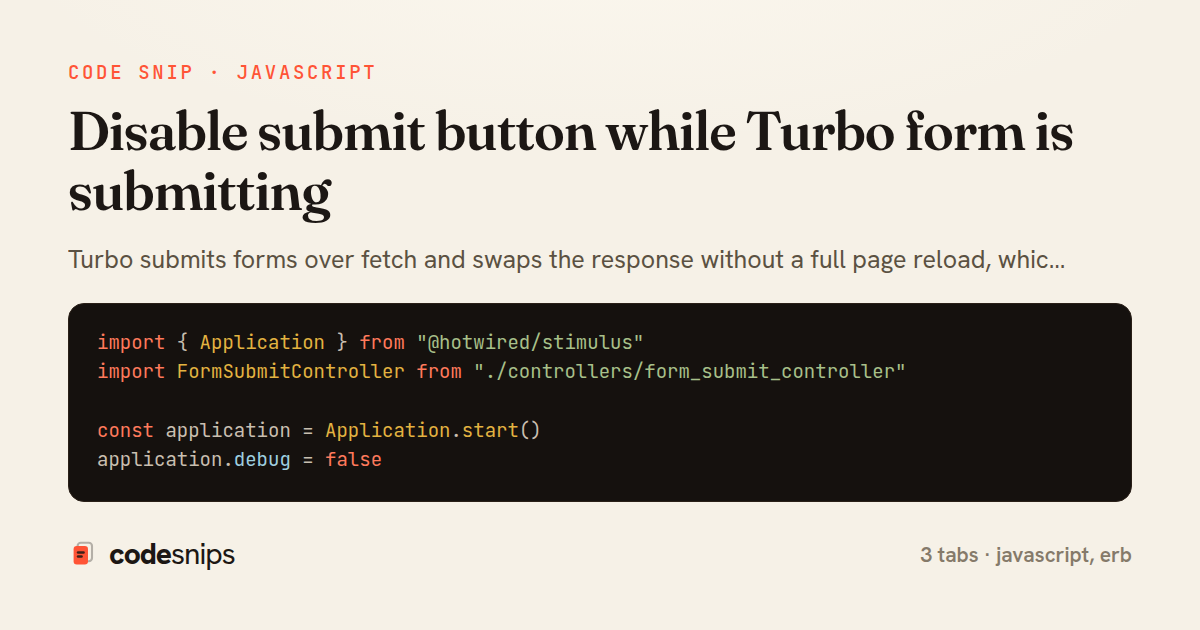 Disable submit button while Turbo form is submitting — share card