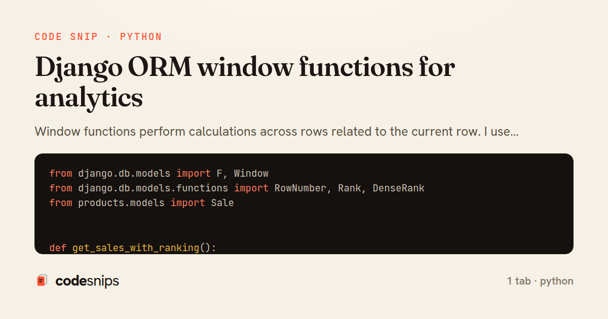 Django ORM window functions for analytics — share card