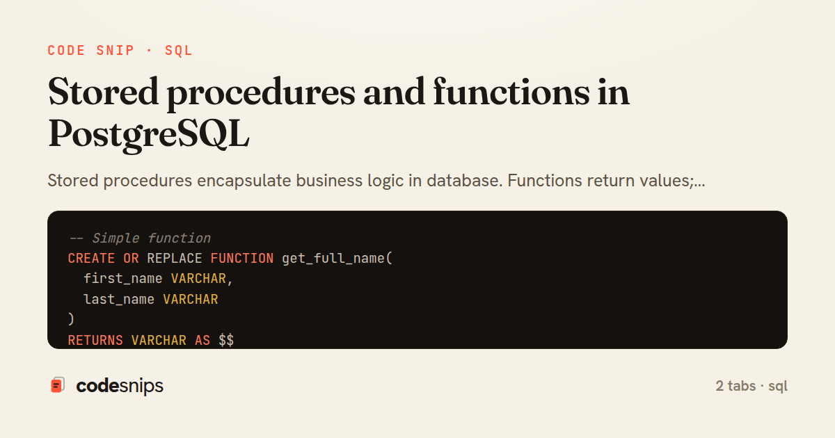 Stored procedures and functions in PostgreSQL — share card