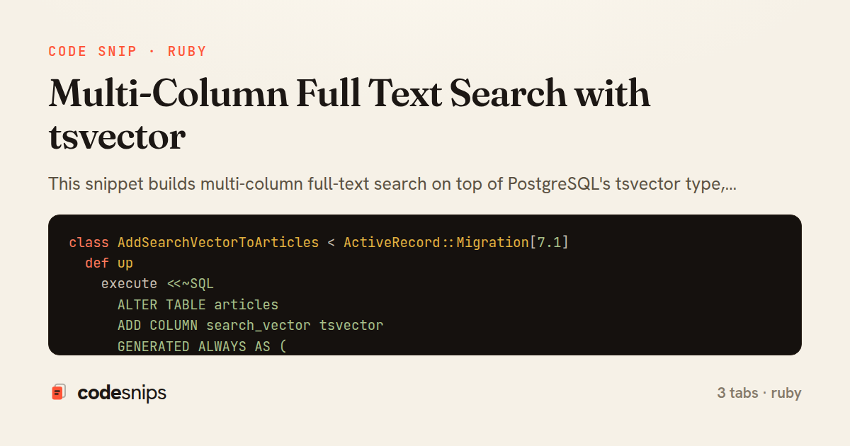 Multi-Column Full Text Search with tsvector — share card