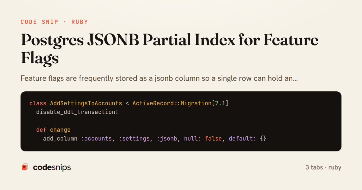 Postgres JSONB Partial Index for Feature Flags — share card