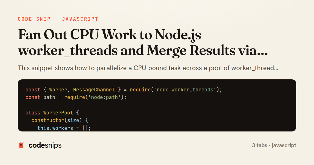 Fan Out CPU Work to Node.js worker_threads and Merge Results via MessageChannel — share card