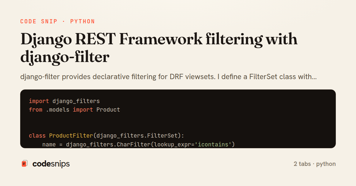 Django REST Framework filtering with django-filter — share card