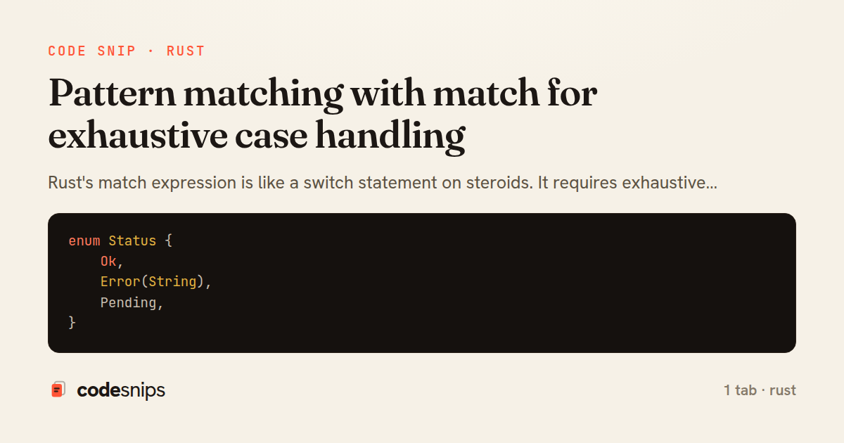 Pattern matching with match for exhaustive case handling — share card