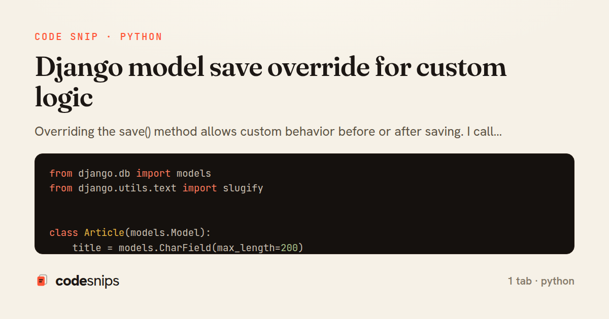 Django model save override for custom logic — share card