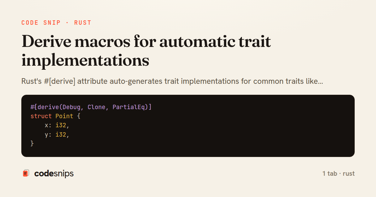 Derive macros for automatic trait implementations — share card