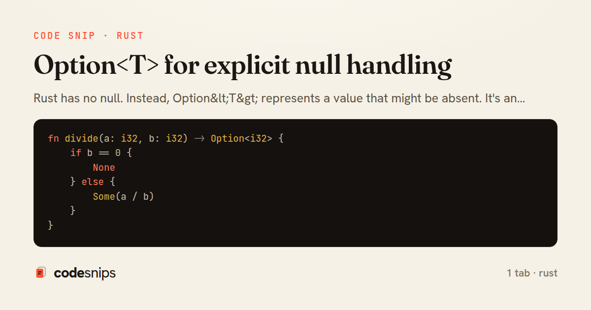 Option<T> for explicit null handling — share card