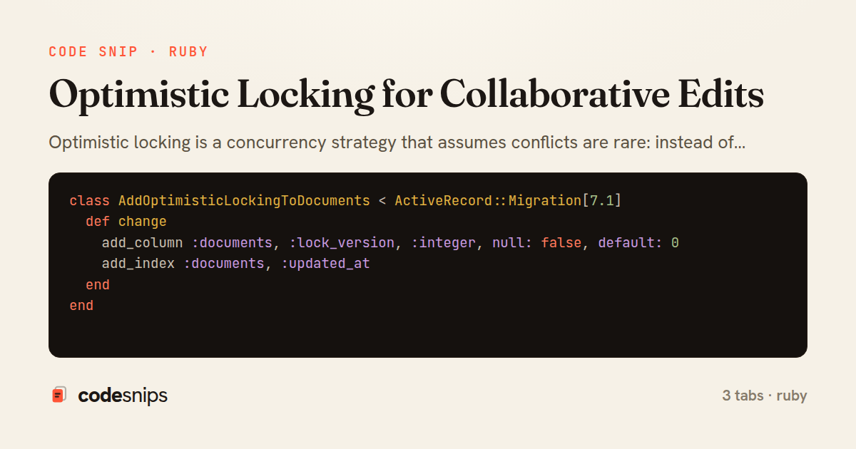 Optimistic Locking for Collaborative Edits — share card