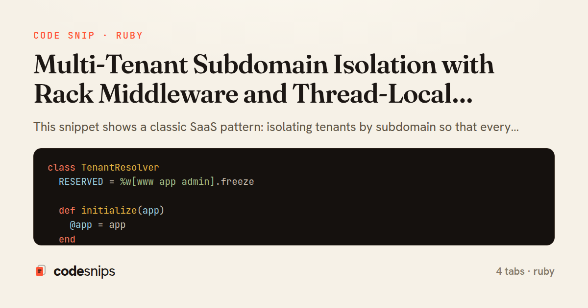 Multi-Tenant Subdomain Isolation with Rack Middleware and Thread-Local Scoping — share card