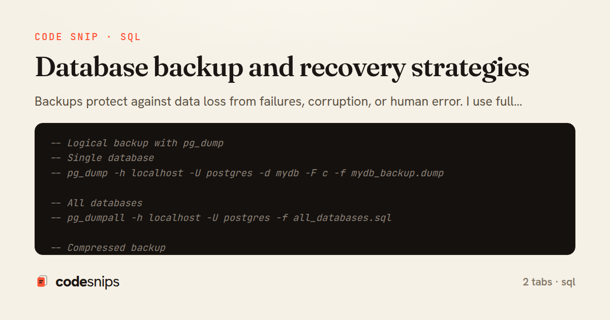 Database backup and recovery strategies — share card