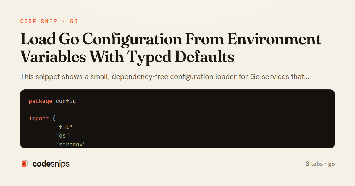 Load Go Configuration From Environment Variables With Typed Defaults — share card