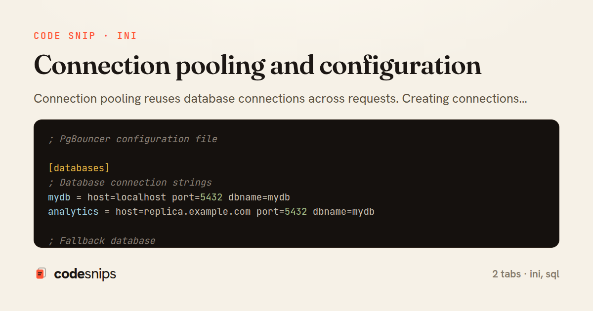 Connection pooling and configuration — share card