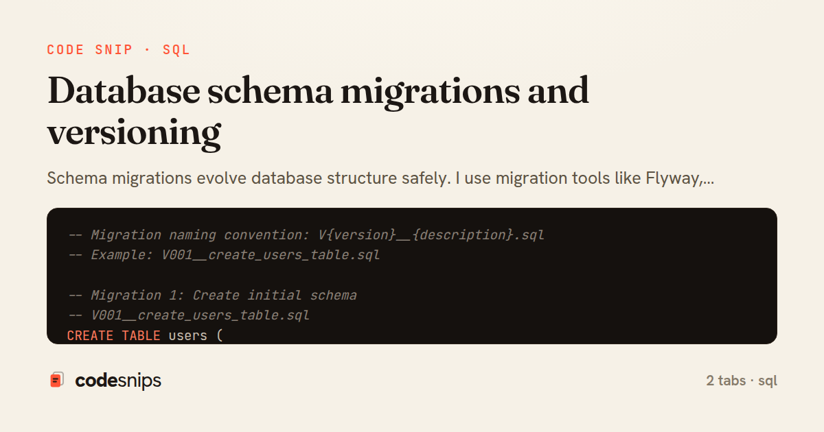 Database schema migrations and versioning — share card