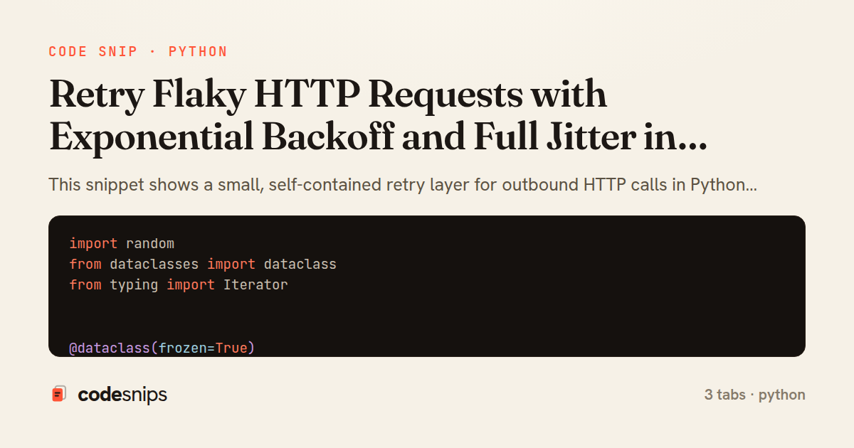 Retry Flaky HTTP Requests with Exponential Backoff and Full Jitter in Python — share card