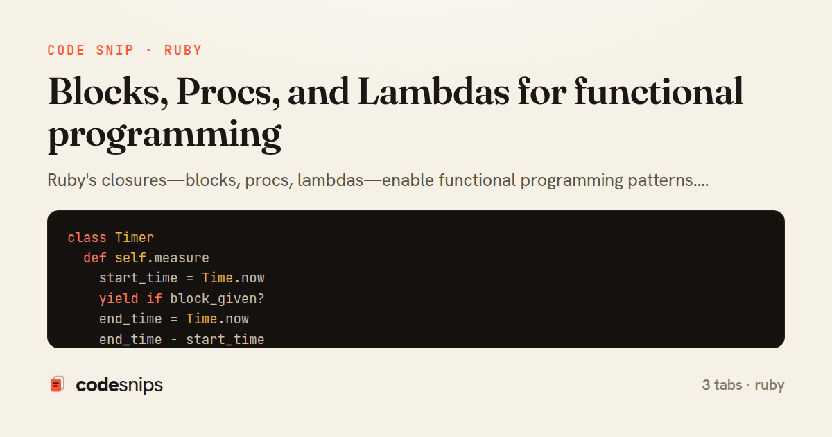 Blocks, Procs, and Lambdas for functional programming — share card