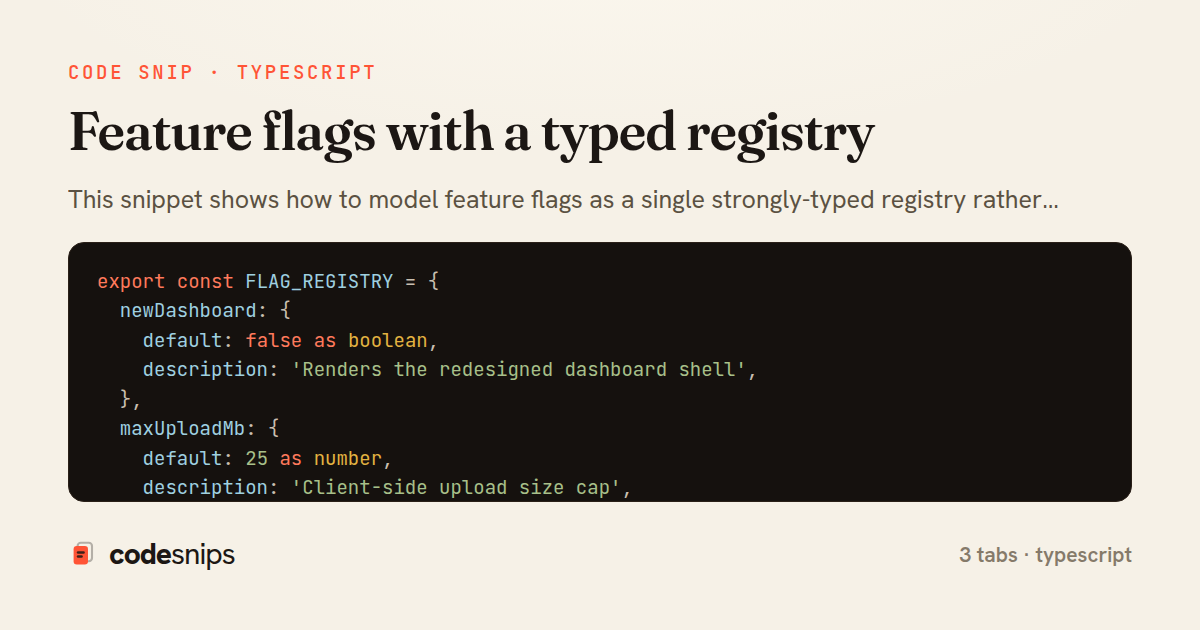 Feature flags with a typed registry — share card