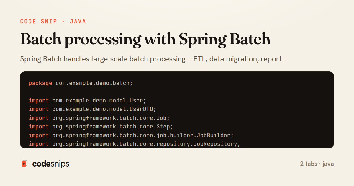 Batch processing with Spring Batch — share card