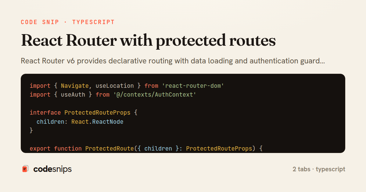 React Router with protected routes — share card
