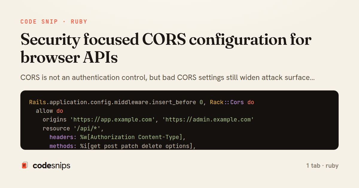 Security focused CORS configuration for browser APIs — share card