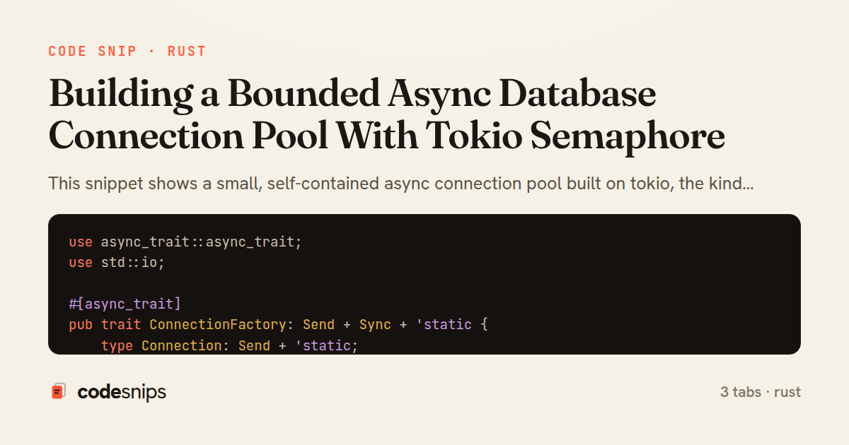 Building a Bounded Async Database Connection Pool With Tokio Semaphore — share card